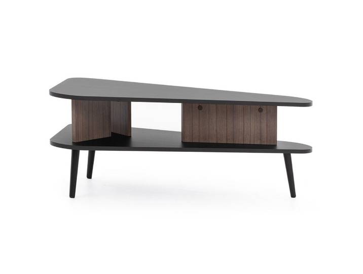 Lomadox Couchtisch PRETORIA-132, Sofatisch, Wohnzimmertisch, graphit mit braun in Holzoptik