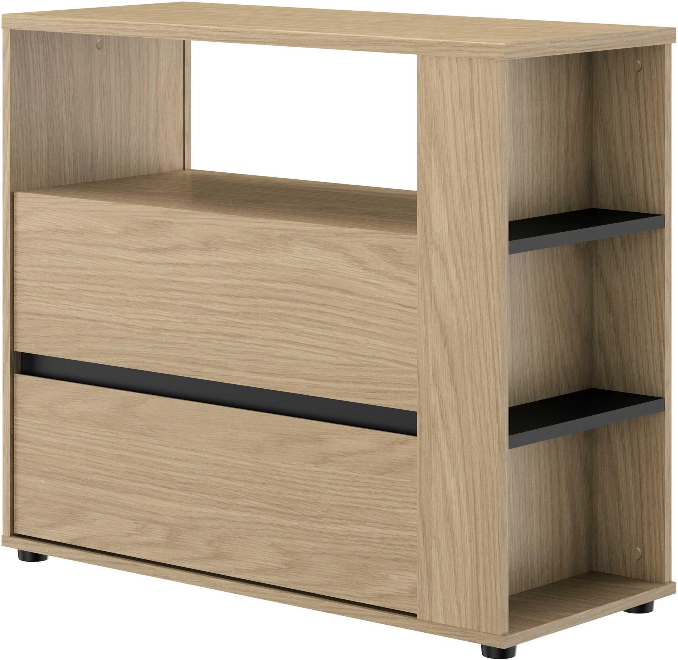 Kommode GAMI "NAEL", beige (rookwood eiche nachbildung), B:94cm H:82cm T:40cm, Holzwerkstoff, Sideboards, Kommode, Kommode 2 Schubladen rookwood eiche nachbildung B/H/T: 94cm x 82cm x 40cm, 2 Stk., Eiche