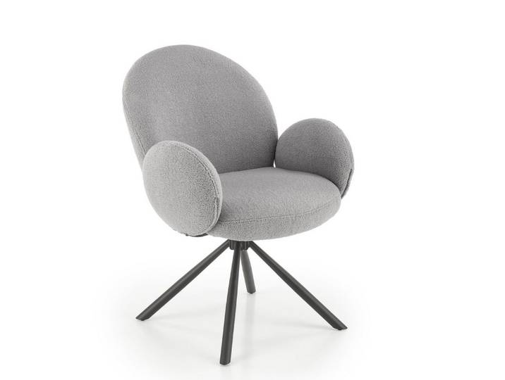 designimpex Esszimmerstuhl Design Esszimmerstuhl STH-444 180 Grad drehbar Teddy Stoff Stuhl