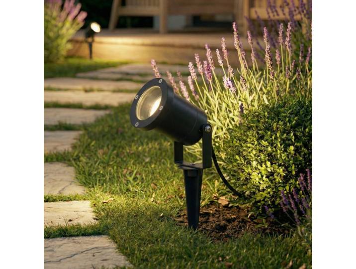 Spot sur piquet Niela, anthracite, fiche, lot de 3 - Lindby Nielas - Terrasse - Moderne - Métal - À ampoule unique
