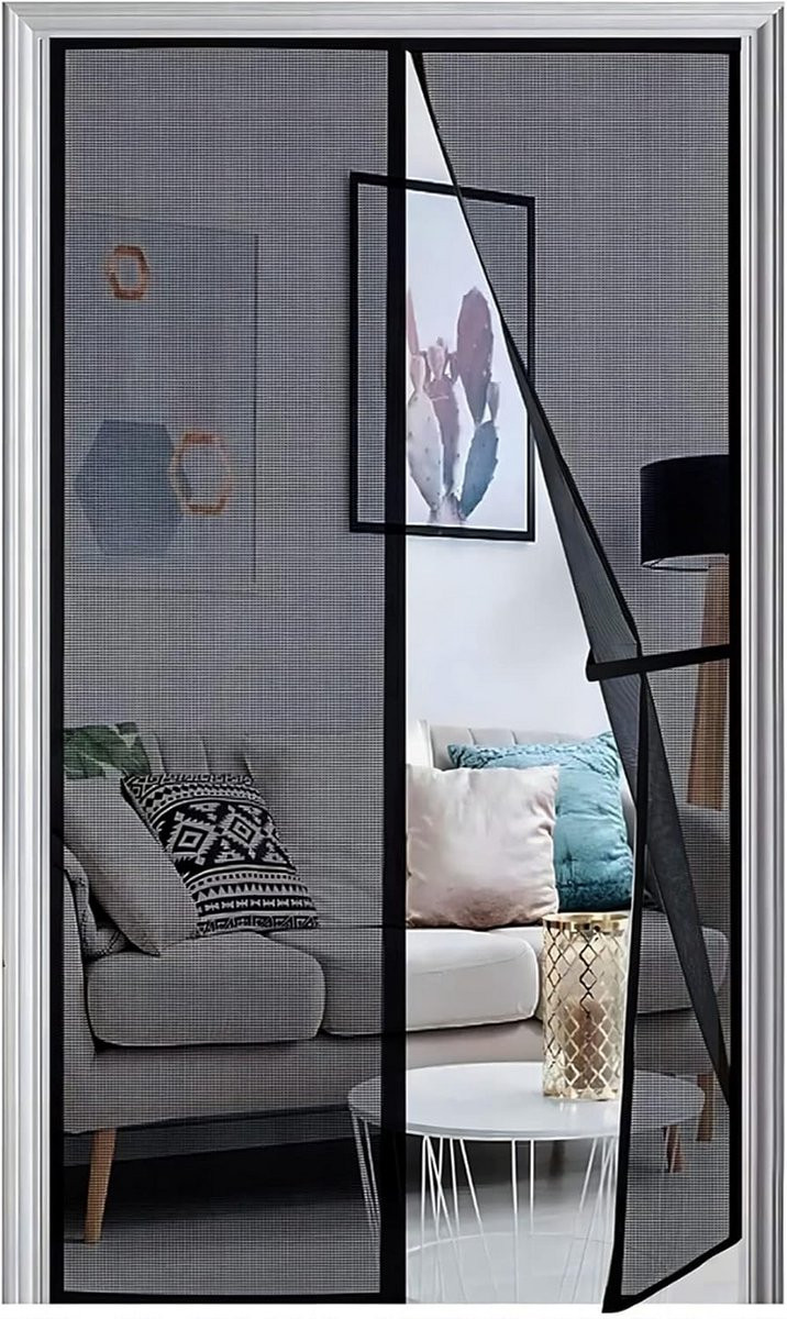 LTPRTZ Vliegengaas voor de deur, zwart, glasvezel, B/D/H: 85 x 210 cm