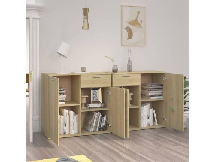 Commode/Buffet contemporain chêne sonoma 160x36x75 cm Bois d'ingénierie LL0000028988