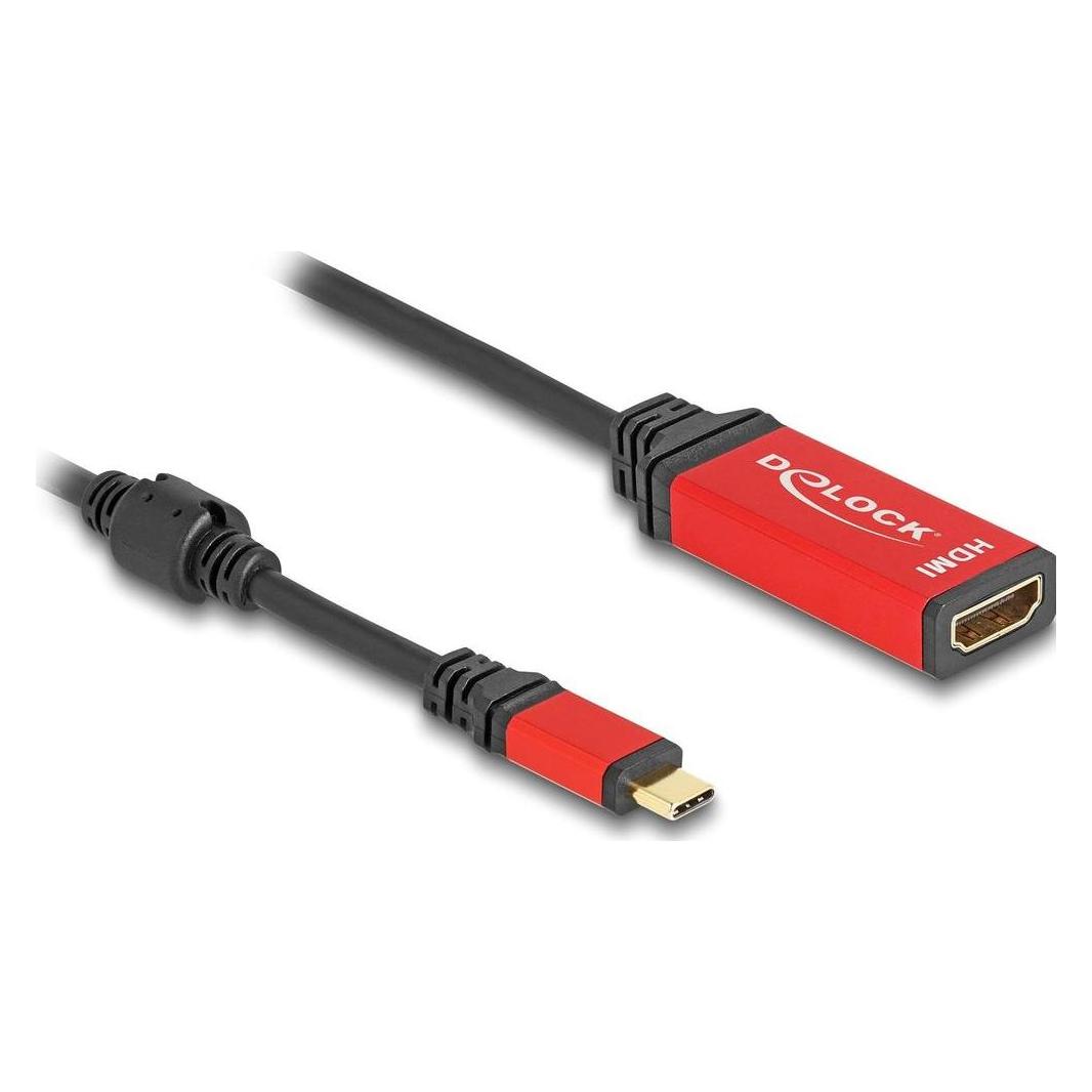 Delock USB Type-C zu HDMI Adapter (DP Alt Mode) 8K 60 Hz mit HDR Funktion rot (HDMI) (60053)