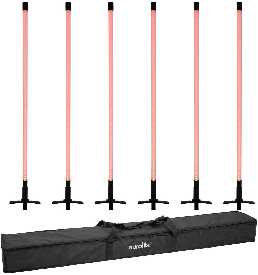 EuroLite Set 6x Led Leuchtstab 134cm Rgb + Soft-Bag