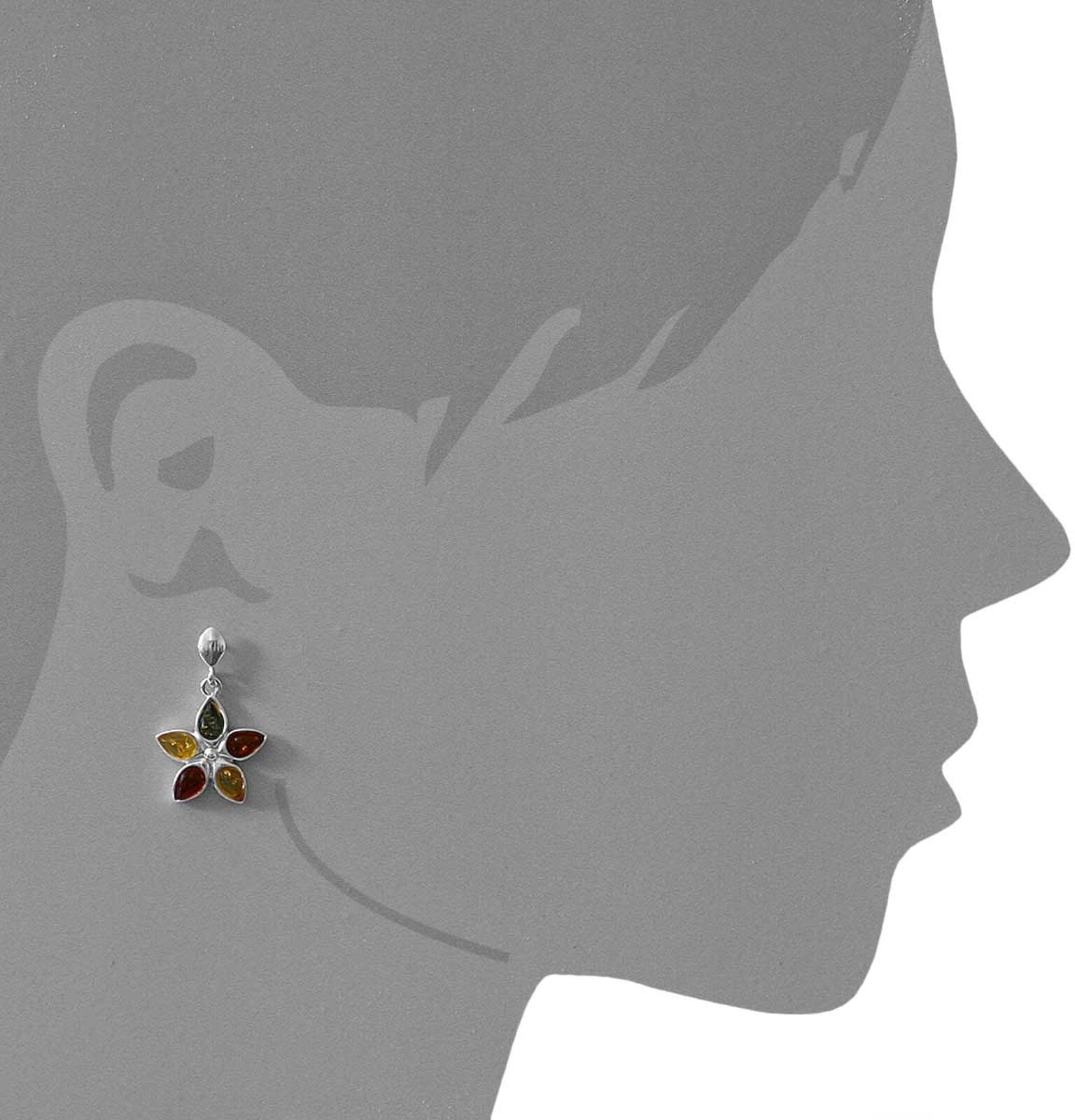 Paar Ohrstecker OSTSEE-SCHMUCK "Ostsee-Schmuck Ohrhänger Blüte Ohrhänger Blüte", weiß (weiß, neutral), Ohrringe, Damen, 30 x 18mm, Silber 925 (Sterlingsilber), Paar Ohrstecker