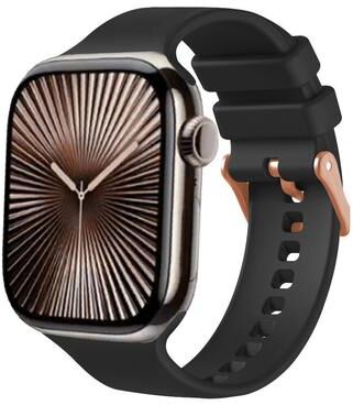 Everyday Crate Apple Watch Silicone Band Soft Adjustable Sports Watch Strap With Rose Gold Buckle black