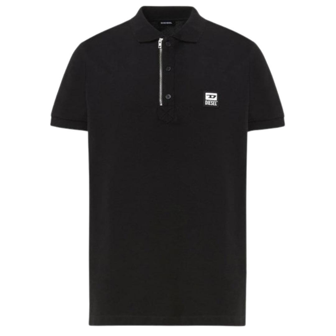 Diesel T-Harry Schwarzes Poloshirt mit Reißverschluss