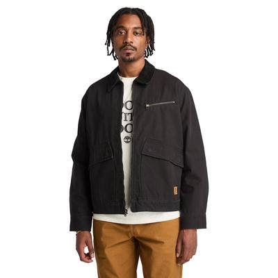 Kurzjacke TIMBERLAND "Strafford Washed Canvas Jacket", Herren, Gr. L, schwarz, Canvas, Obermaterial: 100% Baumwolle. Futter: 100% Polyester, eingesetzt Bündchen, Jacken Kurzjacke, in großen Größen