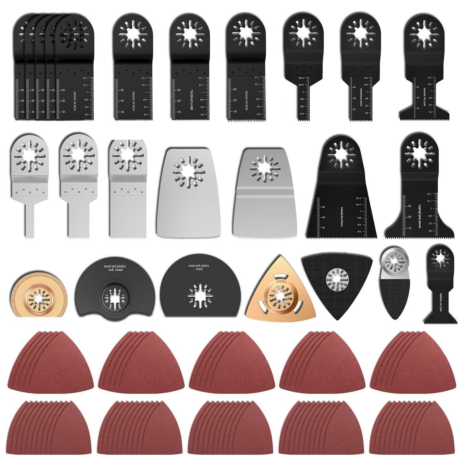 100-delige set oscillerend gereedschap voor multitool met zaagbladen en accessoires