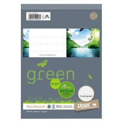 Ursus Notizblock Green Papierformat: DIN A5 Ausführung der Lineatur: kariert (A5, Kariert, Harter Einband) (3654820)