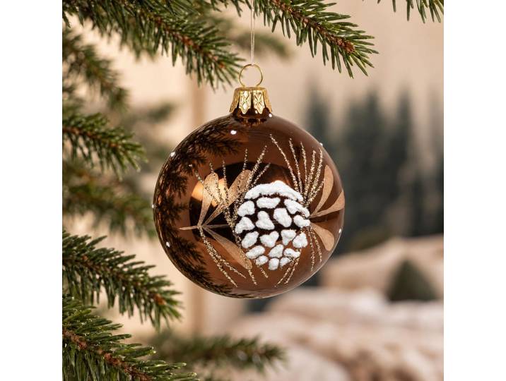 Zweifarbige Weihnachtskugel aus Glas in Form eines Tannenzapfens