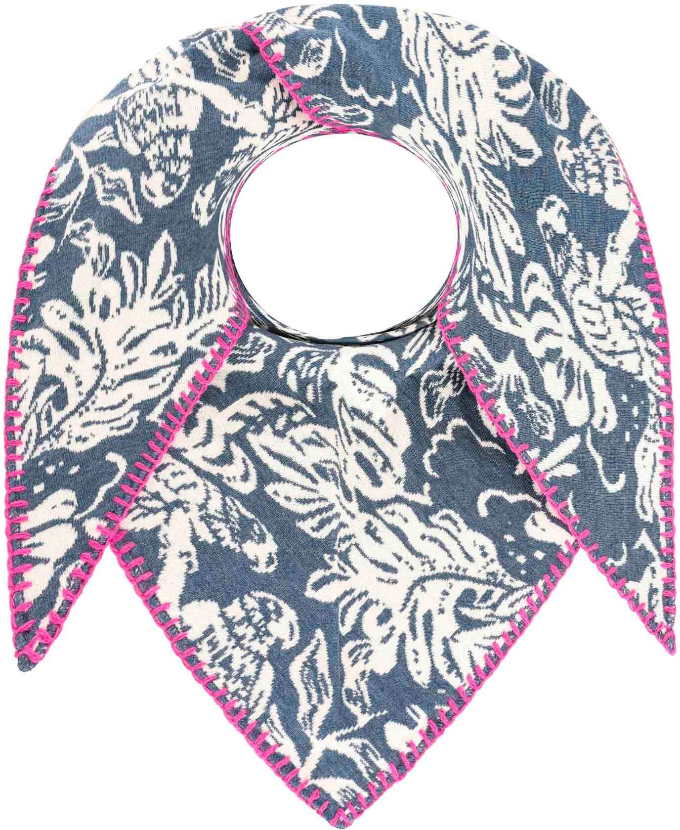 Dreieckstuch ZWILLINGSHERZ "Papagei", Damen, blau (jeansblau), Baumwollmischung, Modetücher Dreieckstuch, Mode Tuch, umsäumte Kante, florales Muster
