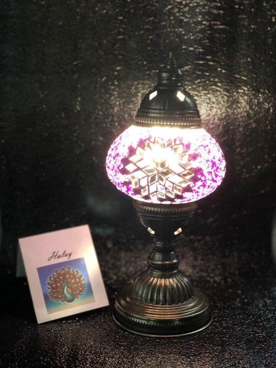 Halay Turkse mozaïek tafellamp met paars accent voor sfeervolle verlichting