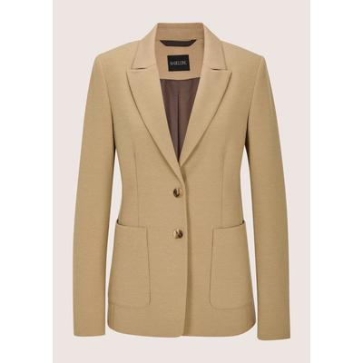 Jackenblazer MADELEINE "Blazer Jerseyblazer mit Reverskragen", Damen, Gr. 42, beige (berber), Obermaterial: 70% Polyester PES. 27% Viskose CV. 3% Elasthan EL., Modern, tailliert, Blazer, Formgebende Abnäher