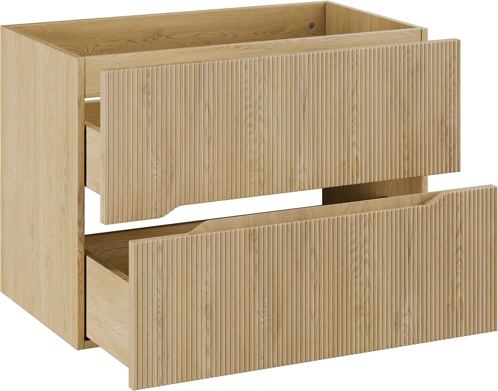 garneroarredamenti Mobile bagno sospeso 80cm cannettato 2 cassetti rovere Pretty