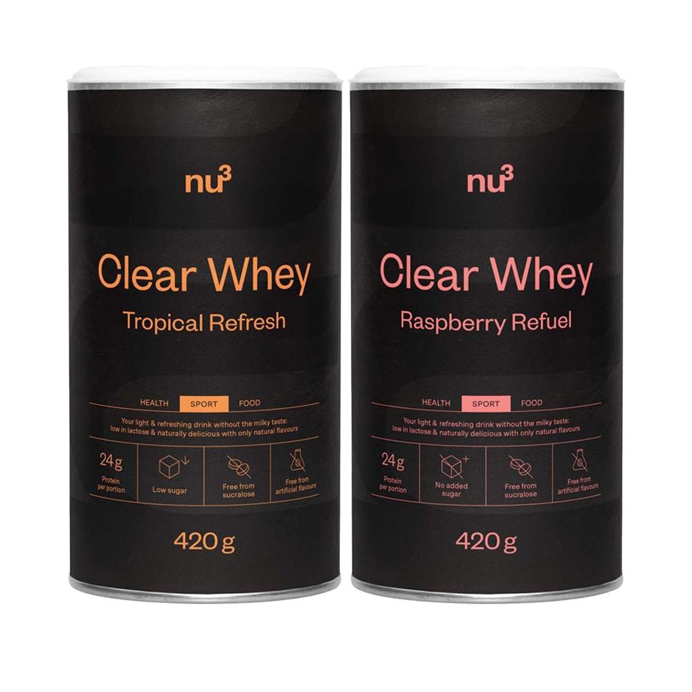 nu3 Clear Whey Tropical + Raspberry 2x420 g Pulver