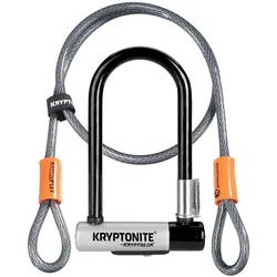 KRYPTONITE Bügelschloss Kryptolok Mini-7 schwarz/grau 8,2" inkl. 120 cm langem Kryptoflex Schlaufen