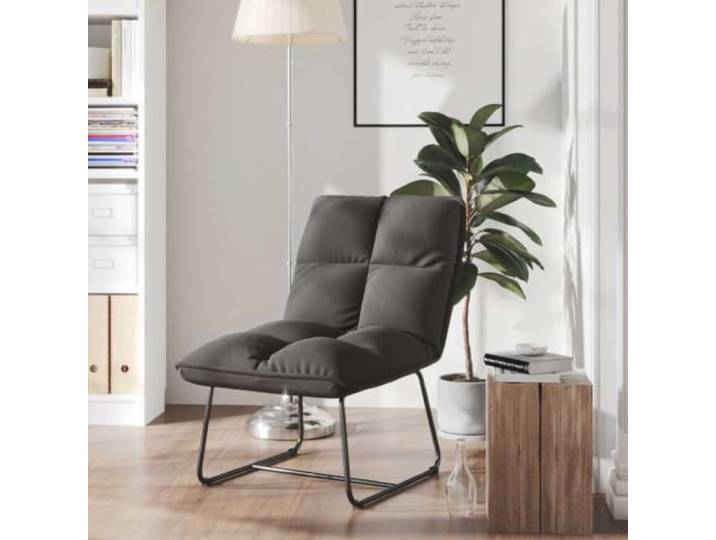 LPERTGFHU Relaxstuhl, Samt Lounge-Sessel mit Metallgestell, Dunkelgrau Gepolsterte Sitzfläche, Voll verstellbar, Modernes Design, Einfache Montage