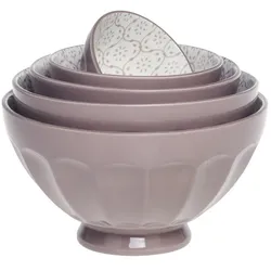 Chic Antique Ares Latteschüssel mit Muster im Set, Höhe 9, ∅ 15,5 cm, oliven