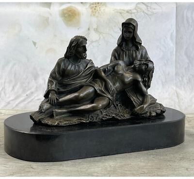 Bronzhaus La Pieta Jesus Christ Paul Mary Bronze Statue Sculpture Figure Christianity 6 Inches X 8 Inches