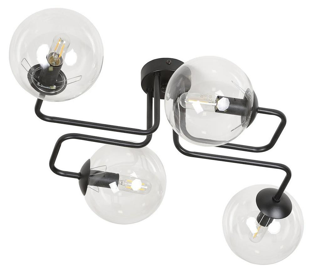 Kendra Home Hanglamp Sphere in zwart metaal en transparant glas
