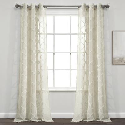 Lush Decor Avon Trellis Grommet Sheer Window Curtain Panel Pair