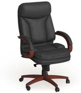 Lancaster Home High Back LeatherSoft Chair w/Synchro-Tilt Mechanism, Mahogany Wood Base