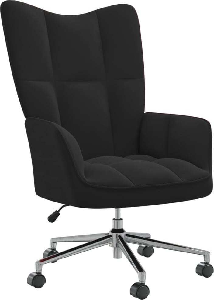 De Living Store modern relaxfauteuil voor volwassenen, zwart fluweel