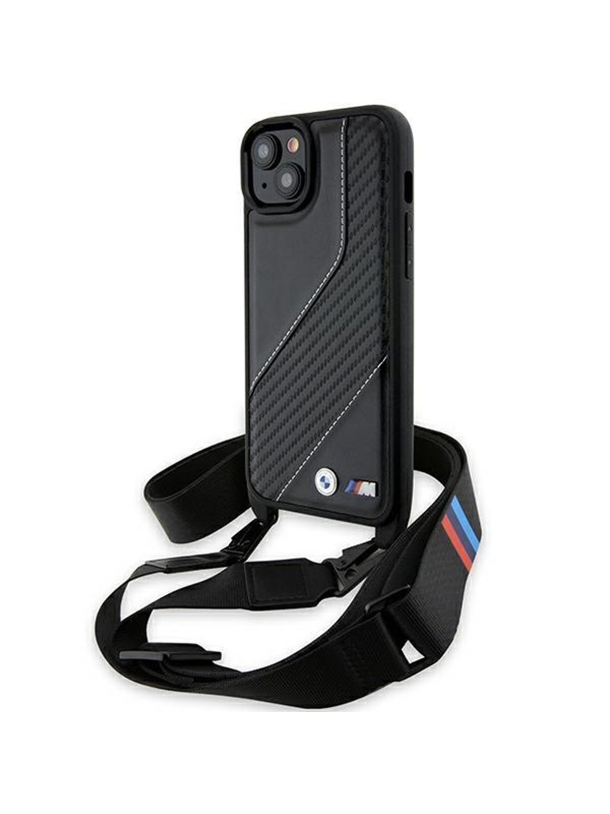 BMW M Edition Carbon Stripe & Strap case for iPhone 15 / 14 / 13 - black