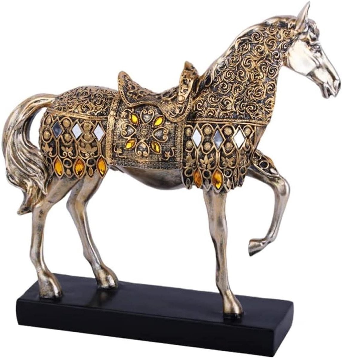Paard standbeeld decoratie van hoogwaardige hars, 28.5 cm hoog