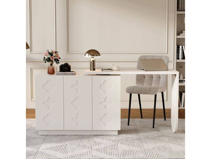 Bureau bureau d'angle pivotant en L bureau de travail coiffeuse blanc