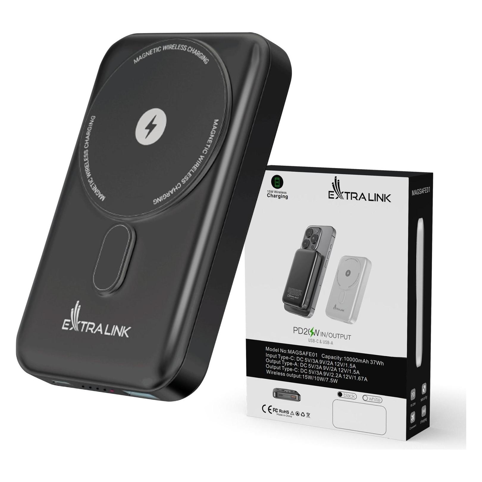 Extralink MagSafe 10000mAh Grau | Powerbank | Powerbank, 38,5Wh PD20W+15W USB-C USB-A (10000 mAh, 20 W, 38.50 Wh) (EX.39777)