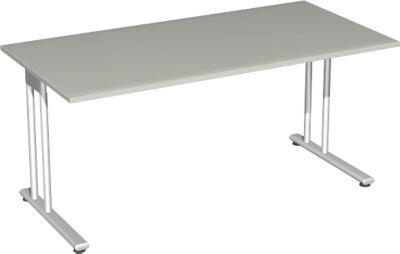 Schreibtisch PALENQUE, C-Fuß, Rechteck, B 1600 x T 800 x H 720 mm, lichtgrau