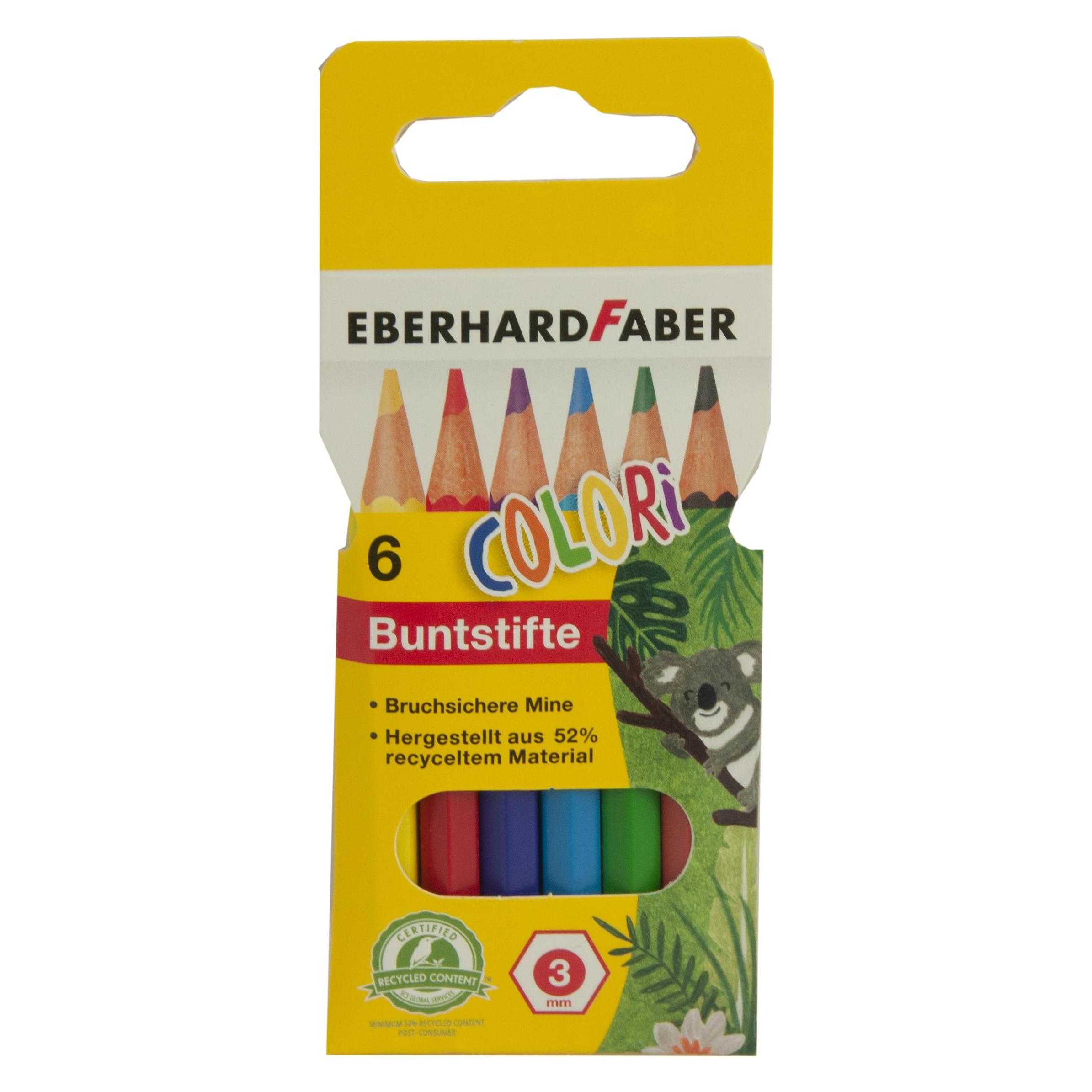 EberhardFaber Buntstift kurz 6er Etui, 3 mm, sortiert (6x) (514906)