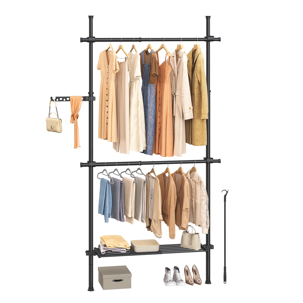 SONGMICS Kleiderständer deckenhoch mit Ablage mattschwarz B34HSR136B01