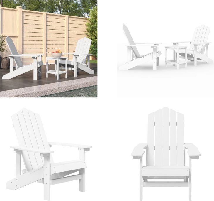 vidaXL Adirondack Gartenstühle mit Tisch HDPE Weiß - Gartenstuhl - Gartenstühle - Gartenstuhl Und Tisch - Terrassenstuhl