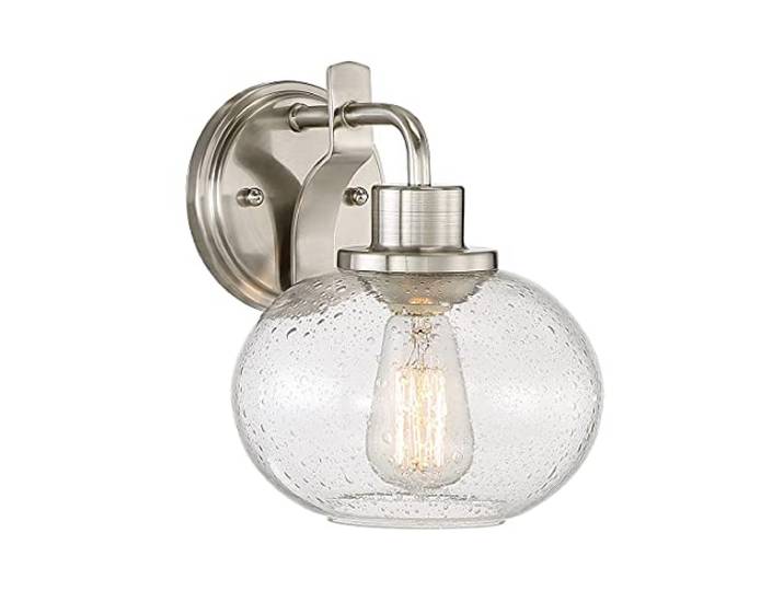 Wandleuchte Lampe Metall Glas Nickel Flurleuchte B 19,9 cm 1 Flammig