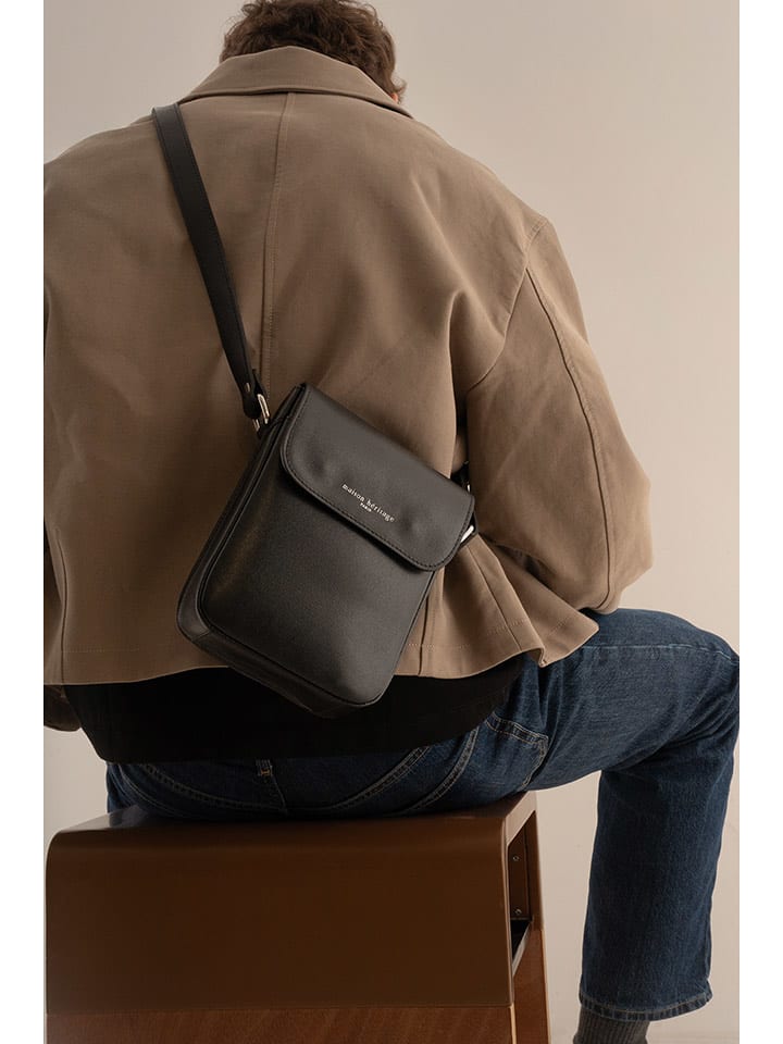maison héritage PARIS Leder-Umhängetasche "Emir" in Schwarz - (B)17 x (H)24 x (T)6 cm - onesize