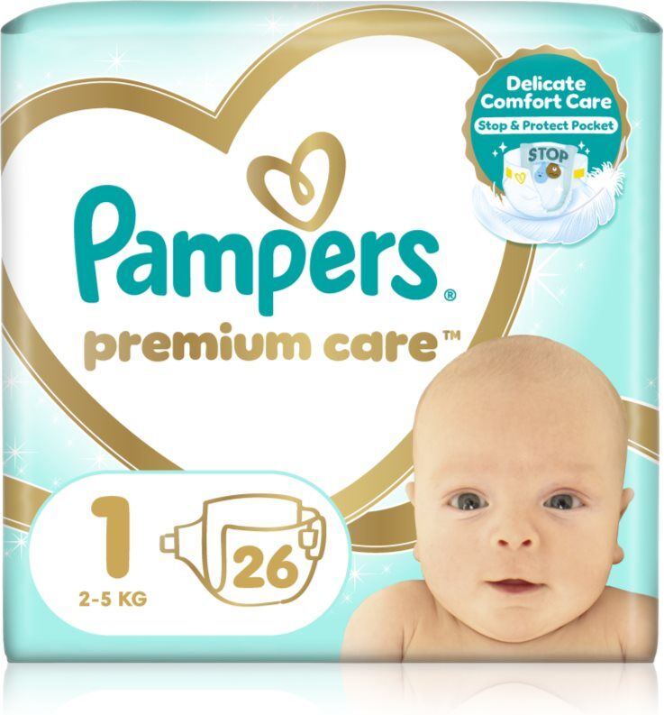 Pampers Premium Care Size 1 couches jetables 2-5 kg 26 pcs