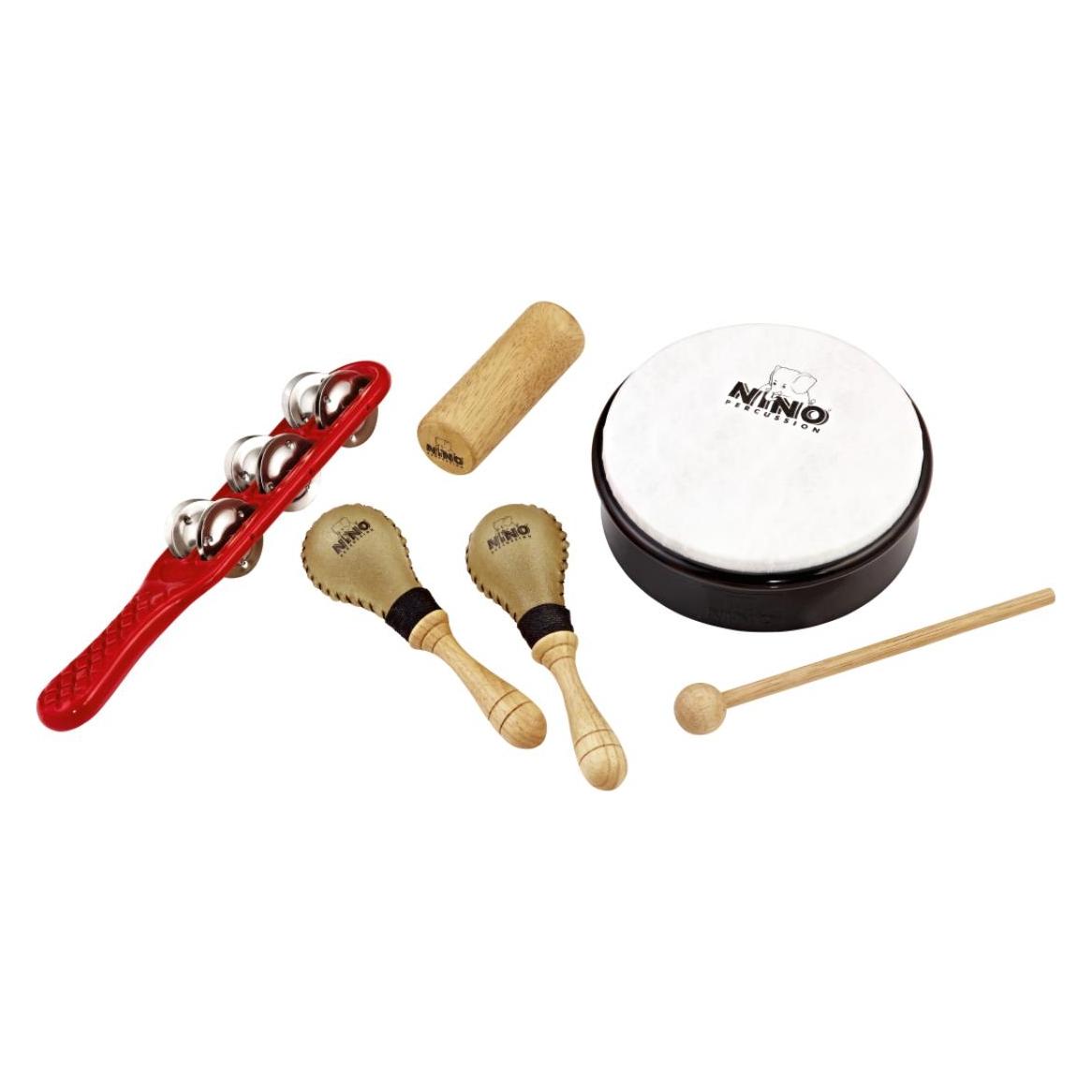 Nino Percussion Ninoset1 percussie-assortiment 6-delig met kleurrijke designtas (NINOSET1)