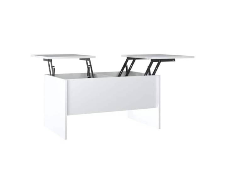 Todiikf Couchtisch Hochglanz Weiß 80x50 cm Höhenverstellbar Höhenverstellbare Tischplatte und zwei verdeckte Fächer bieten viel Stauraum für Ihr Wohnzimmer.