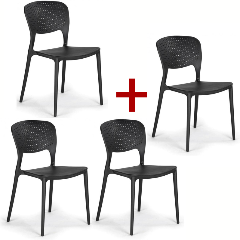 B2B Partner Plastik-Esszimmerstuhl EASY II 3+1 GRATIS, schwarz
