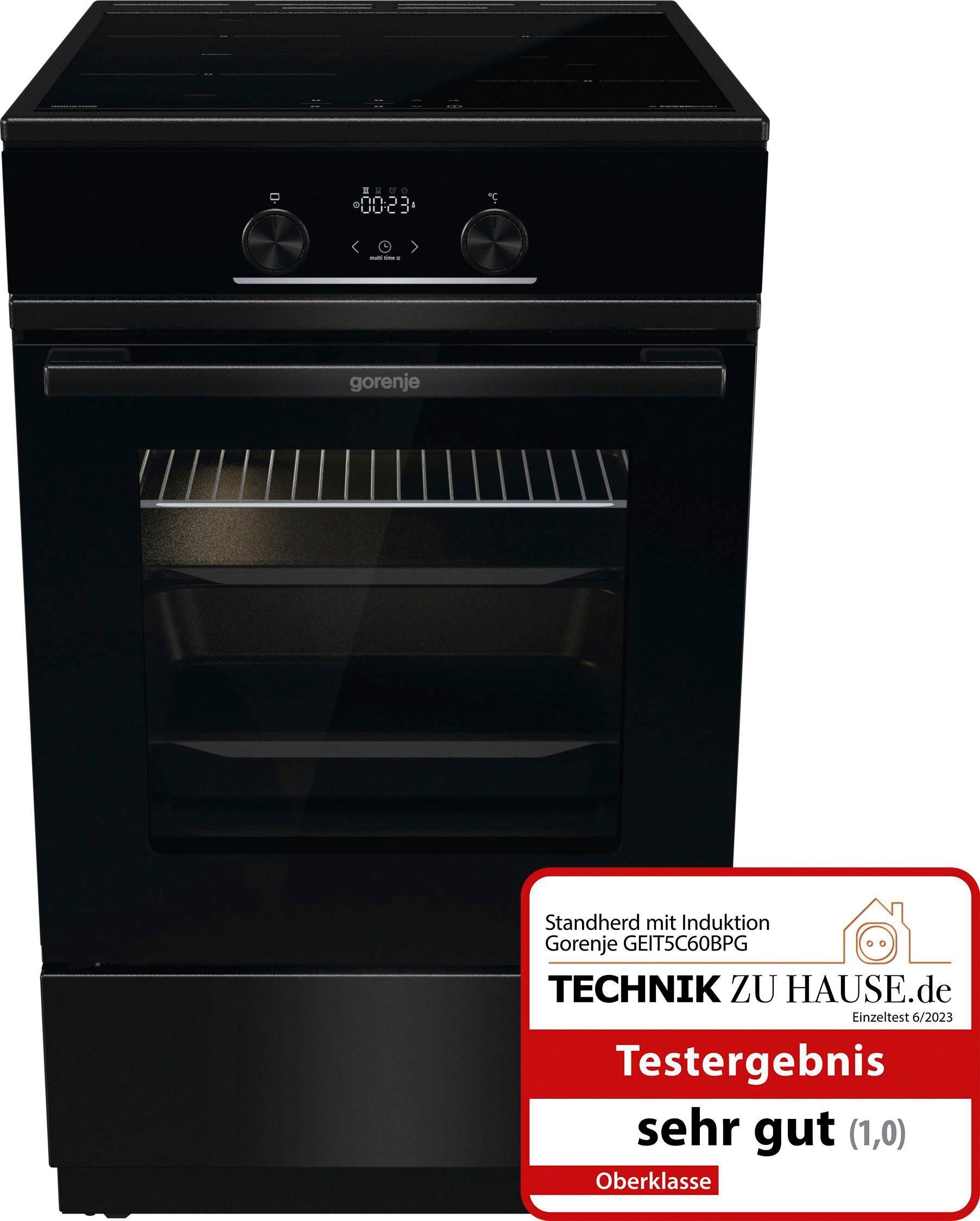 Gorenje Induktions-Standherd "GEIT5C60BPG", Energieeffizienz: A, schwarz, Herdsets, Knusprig genießen – ganz ohne Extra-Kalorien - dank AirFry-Funktion, Induktions-Standherd