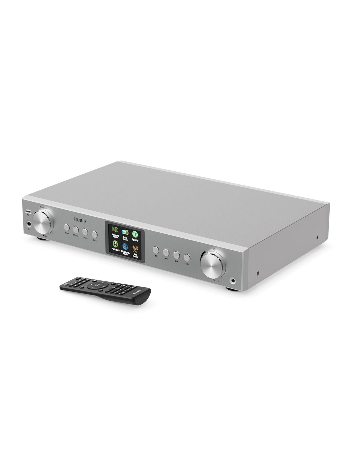 Majority Fitzwilliam 2 Radio Tuner and Media Centre - Silver - Silber