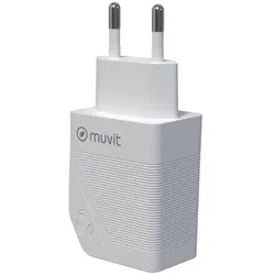 Muvit FOR CHANGE CHARGEUR SECTEUR PD 20W + QC 3.0 18W BLANC (38 W, 1 Port), USB Ladegerät, Weiss
