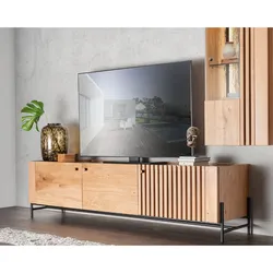 Massivholz »Ascona« Lowboard IV 200x51x45 cm / mit Inlay Anthrazitglas