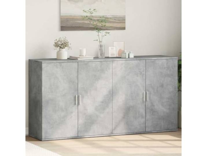 Sideboard 2er Set Betongrau 79x38x80 cm Holzwerkstoff Stauraumschrank Robust, feuchtigkeitsbeständig, vielseitig nutzbar, pflegeleichte Oberfläche, platzsparendes Design