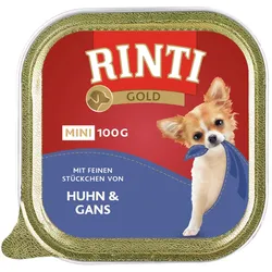 RINTI Gold Mini 100g Schale Hundenassfutter 16 x 100 Gramm Huhn & Gans