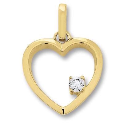 Kettenanhänger ONE ELEMENT "Zirkonia Herz Herz Anhänger aus 333 Gelbgold", gold, Schmuckanhänger, Damen, Gelbgold 333 Gold, Gelbgold 333, Gold, Kettenanhänger, Zart & emotional – ein Geschenk, das von Herzen kommt