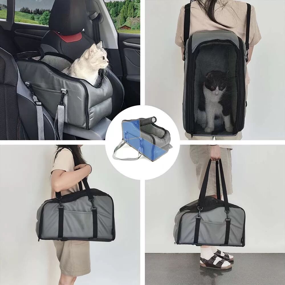 INF Auto Hunde Autositz vorne mit Sicherheitsgurt für kleine Hunde Schwarz